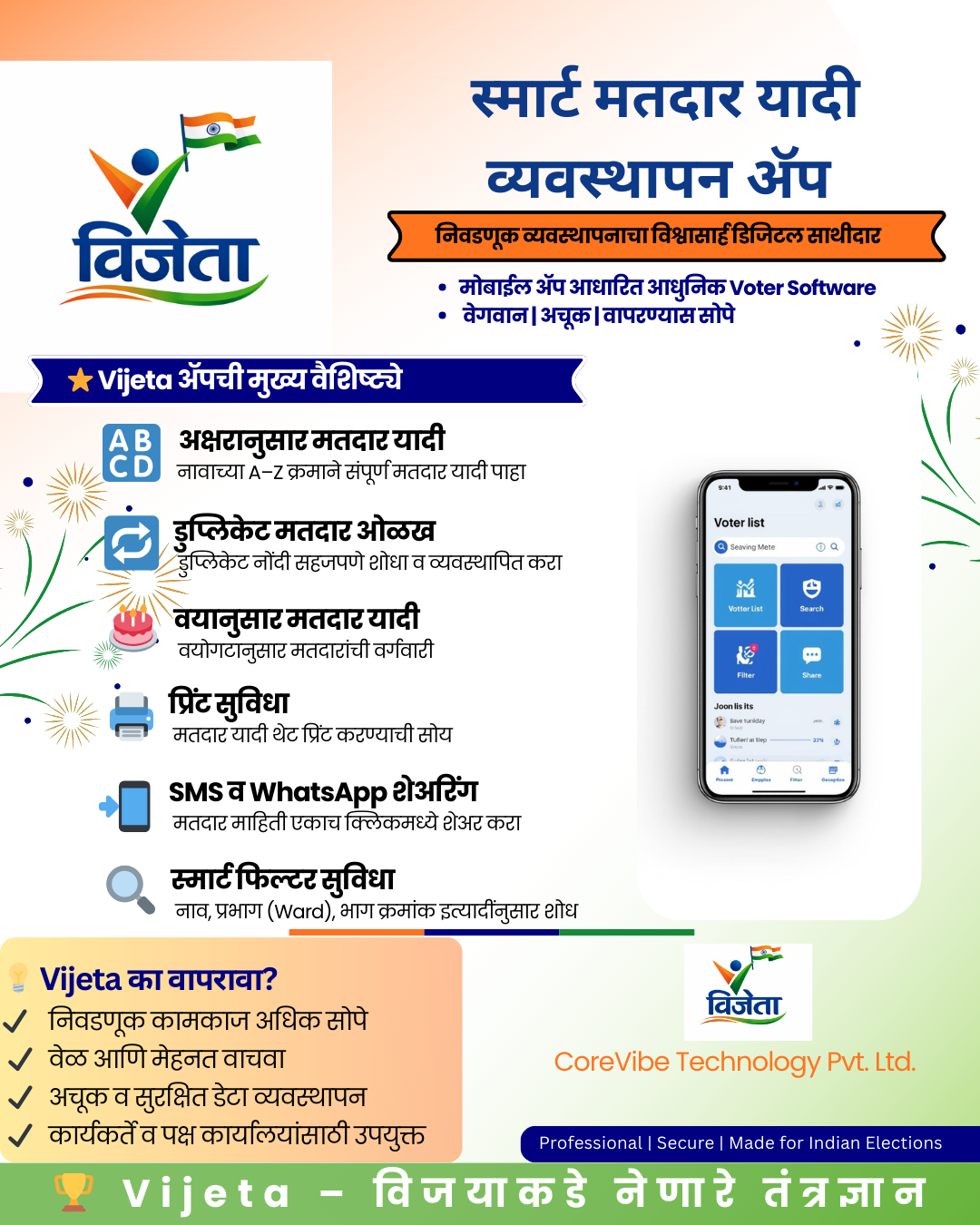 Vijeta Smart Voter Management Application by CoreVibe Technology Pvt. Ltd.